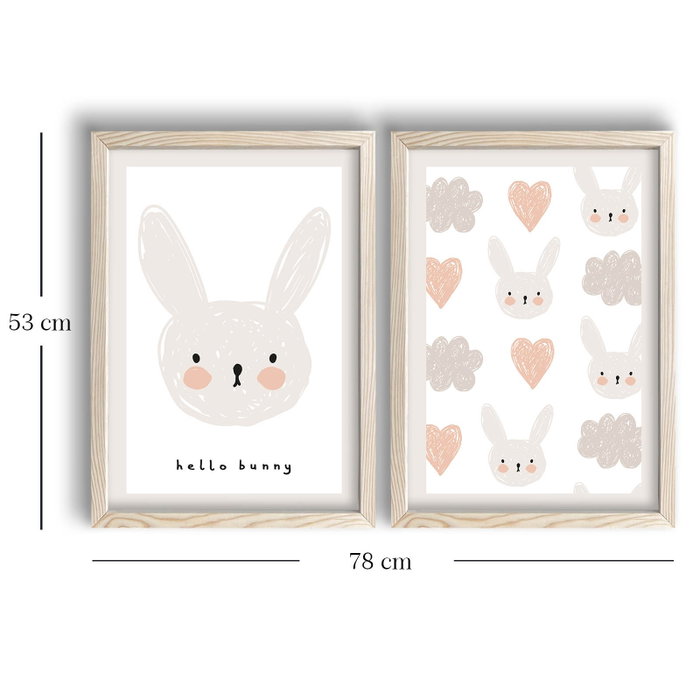 Wallity Cuadro Decorativo Enmarcado en MDF de 2 Piezas Crema y Blanco